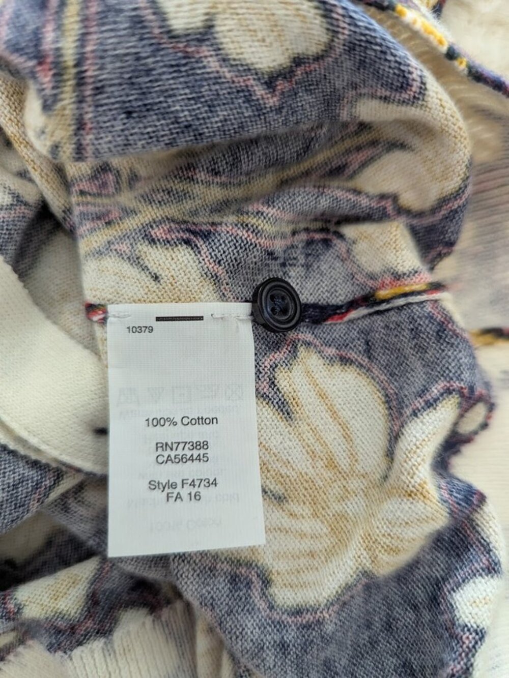 J.Crew M Cotton Floral Knitted Cardigan Navy Botanical Print Brunch Cottagecore - Picture 13 of 14